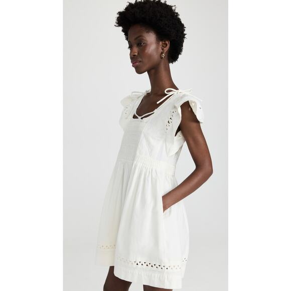 NWT Sea New York Willa Smocking Flutter Sleeve Mini Dress Cream‎ Ivory Small - Picture 3 of 12